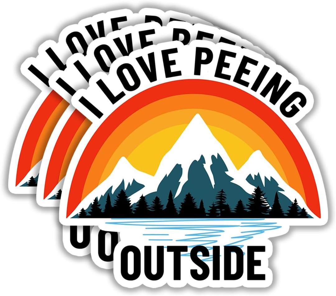 2 x (3pcs) I Love Peeing Outside Sticker Funny Camping Lovers Camper Adventure Tumbler Decal Sticker for Kindle Laptop Water Bottle Phone Hard Hat Vinyl Decal -Size 3x2.8