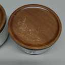 Salt and Pepper Bowls, 10 oz Salt Cellar with Lid, Stacked Ceramic Salt Pepper Container with Acacia Wood Lid, Salt Box for Countertop, Modern Kitchen Decor, Set of 2, White