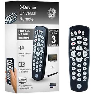 GE Universal Remote Control for Samsung, Vizio, LG, Sony, Sharp, Roku, Apple TV, TCL, Panasonic, Smart TVs, Streaming Players, Blu-ray, DVD, 4-Device, Silver, 33709