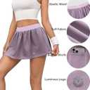 Fisoew Womens Tennis Skirt Built-in Shorts Workout High Waisted Active Running Skorts Skirts with Pockets (Pink, S)