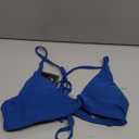 ZAFUL Women's Tie Back Bikini Top Solid Push Up Padded Bralette Swimsuit Bathing Suits Top (Only Top-blueberry Blue) S