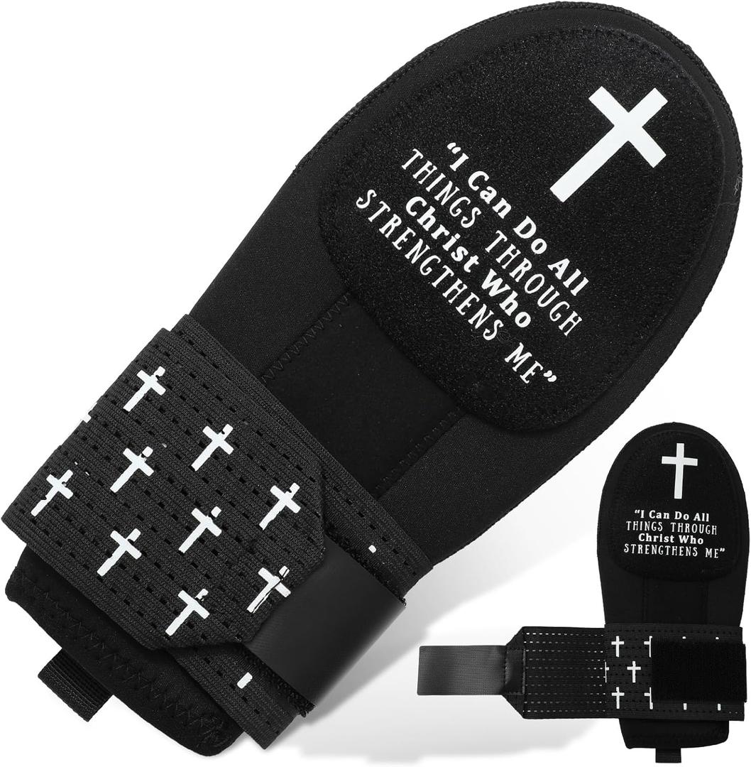 Christian Sliding Mitt Left Right Hand Adjustable Protective Gear Bible Verse Cross Softball Baseball Guard Accessories (Adult Size)