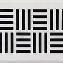 Empire Register Co. Vent Cover 4x10 inch, Art Nouveau Design, White Finish, Heavy Duty Floor Vent Covers, Metal Damper Attached Vent Covers for Home Floor only