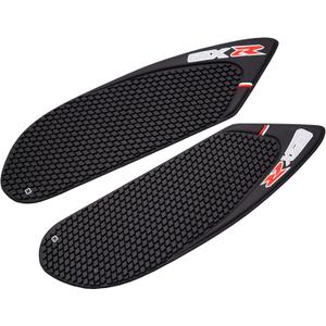Motorcycle Tank Side Traction Pad, Anti Slip sticker ,Gas Tank Pad, Traction Side Fuel Knee Grip Decal for GSXR 600 750 ( 2006 2007) Black with Random Sticker