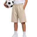 Oakgarden Boys' Athletic Knee Length Shorts, Apricot, 7-8 Years
