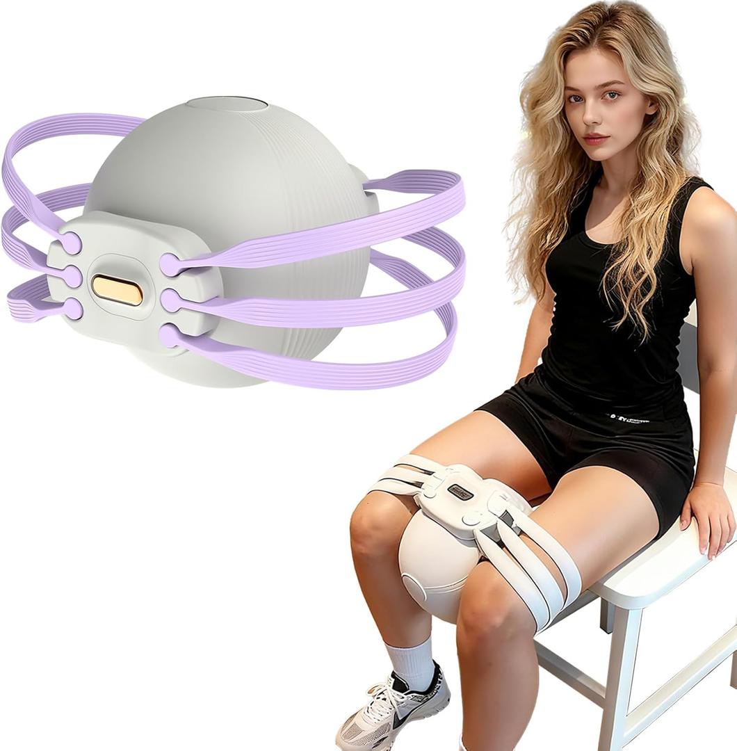 Adjustable Thigh Master, Outer & Inner Thigh Exerciser for Women, Kegel Exerciser, Pelvic Floor Muscle Trainer, Leg & Hip Toner, Glutes & Arms, 5 Levels Resistance (Purple)