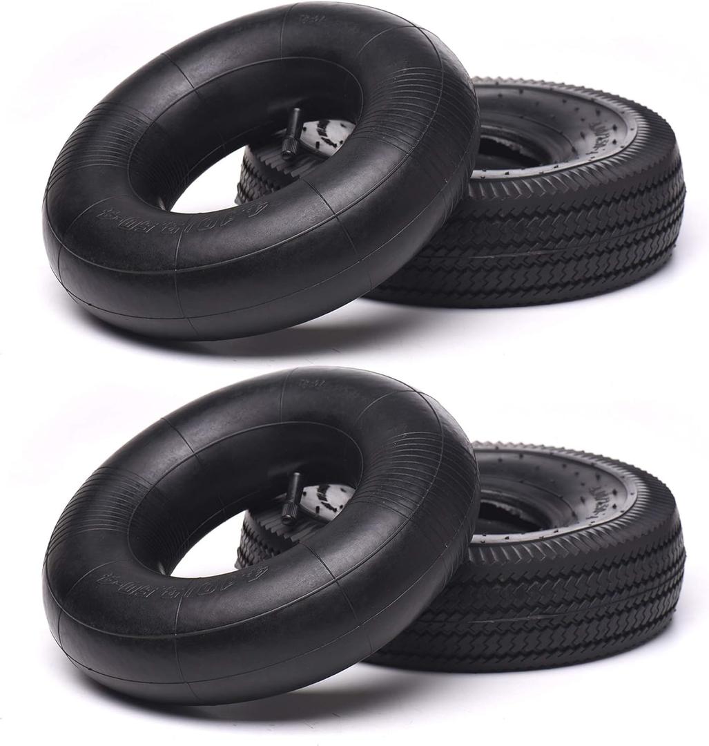 (2 Pack) AR-PRO 10" Heavy-Duty Replacement All-Purpose Utility Tire and Tube - 4.10/3.50-4" Pneumatic Tires with 10" Inner Tubes TR-13 Straight Valve Stem for Lawn Mowers, Hand Trucks, and More