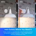 Enbrighten Vibe Add-an-Outlet Light Adapter, Smart Outdoor Outlet with Two GFCI Outlets for Porch Lights, Security Cameras, Direct Wire, Compatible with Alexa, Google Assistant, White, 80750