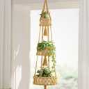 Leaf&lull Macram Plant Hanger Indoor 3-Tier Hanging Planters for Indoor Outdoor Plants Boho Hanging Plant Holder Woven Plant Basket Decorative Haning Flower Pot Holder for Home Decor