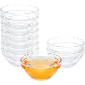PARBEE 3" Clear Glass Pinch Bowls, 10 Pack 2.5oz Small Prep Dishes Stackable Ingredient Bowls for Spices Dipping Sauces Ice Cream Toppings, Dishwasher Microwave and Freezer Safe