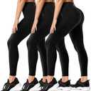 FULLSOFT 3 Pack Leggings for Women High Waisted Soft Black Yoga Pants for Workout Athletic Running Reg, Size S/M