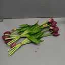 15 Pcs Deep Purple Artificial Tulips Fake Flowers, Premium Latex Lifelike Texture, UV Resistant Waterproof Faux Tulip Bouquets with Snap-on Petals for Outdoor, Home, Wedding Decor