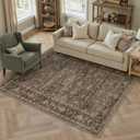 4x5 Washable Area Rug for Living Room Bedroom Vintage Brown Soft Low Pile Carpet Traditional Retro Non Slip Throw Rug for Dining Room Entryway Indoor Dorm Kitchen