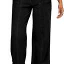 Sidefeel Womens Wide Leg Jeans High Waisted Stretchy Straight Leg Baggy Denim Pants (16, Black)