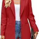 luvamia Blazers for Women Business Casual Long Blazer Jackets Dressy Work Professional Office Outfits Lapel Pockets L