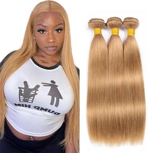 Honey Blonde Bundle Color #27 Straight Human Hair Bundles 30 30 30 Inch Honey Blonde Straight Bundles Human Hair Double Weft Color #27 Bundle