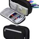 Chelory Big Pencil Case Large Capacity Pencil Bag Pouch High Storage Pen Holder Marker Makeup Bag for Office Desk Supplies Stationery Organizer Adults (Black)