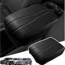 Center Console Armrest Cover Compatible with2024-2026 Chevy Traverse/2024-2026 GMC Acadia/2025-2026 Buick Enclave Interior Accessories, Leather Middle Console Lid Pad Protector Grey Lines