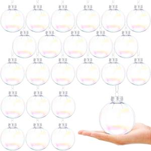 24 Pcs Christmas Iridescent Ornaments Balls DIY Clear Plastic Christmas Balls for Holiday Party Christmas Tree Decorations (60 mm)