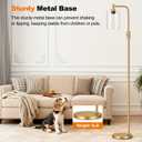 【Upgraded】Dimmable Gold Floor Lamp for Living Room with Clear Glass Lampshade, Glass Modern Floor Lamp with 900LM Edison Bulb Included, Standing Tall Lamp for Bedroom, Office, Reading Room, Corner