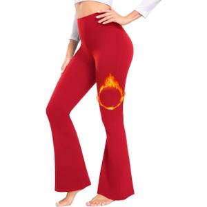FULLSOFT Fleece Lined Leggings Women-Winter Flare Leggings High Waisted Tummy Control Winter Warm Soft Yoga Pants (Small, 7-red)