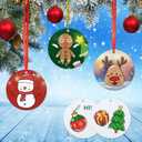 30pcs Sublimation Ornament Blanks, 3 inch Round MDF Personalized Sublimation Blanks Pendants Double Side Christmas Tree Discs Hanging Ornaments DIY Crafts Gift Decoration