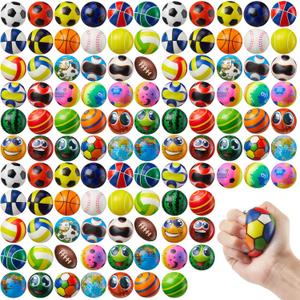 Yunsailing 108 Pcs Mini Stress Balls Bulk 2.4'' Sensory Fidget Ball Treasure Box Prizes Soft Assorted Stress Relief Toys for Hand Wrist Finger Exercise Adult Teen Party Favor Classroom