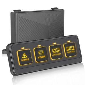 Wireless Switch Panel, Nirider 4 Gang Switch Panel 4 Control Modes 12V 24V Universal Circuit Control System Strobe Switch Relay Box Multifunction Switch Panel for Truck Jeep SXS UTV ATV Car Van Tacoma