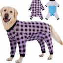 Dog Recovery Suit Full-Zipper After Post-Surgery, Dog Bodysuit for Prevent Licking& Chewing Wounds Onesies Cone Alternative (Purple, 4X-Large)