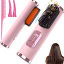 Cordless Hair Straightener Brush, Portable 500 Million Ions Smooth Straightening Brush, Rechargeable 4-IN-1 Go Brush, MCH Fast Heating, 5D Dense Bristles, LED Display, Anti-Scald for Women Home Travel
