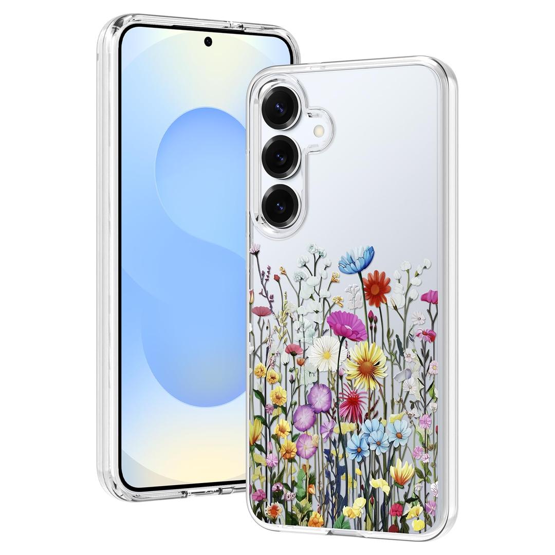 OOK for Samsung Galaxy S25 Plus Case Clear Colorful Flowers Floral Pattern