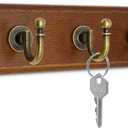 6.7" Wooden Key Holder for Wall, Decorative Key Rack with 3 Hooks (2 Pack Brown)