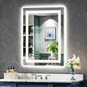 24x30 Inch LED Bathroom Mirror with Lights Front and Backlit Lighted Vanity Mirror for Bathroom Wall with 3 Colors Dimmable Anti-Fog Memory Shatter-Proof IP54 Waterproof Horizontal/Vertical