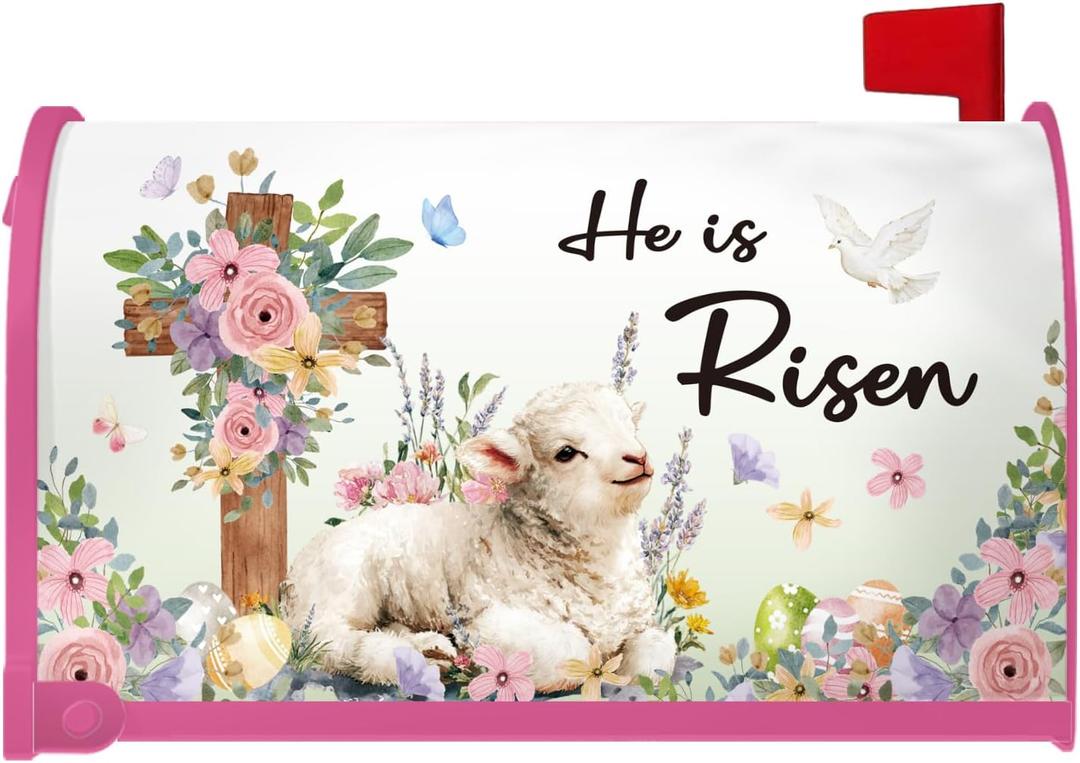 Easter Mailbox Covers Magnetic - He is Risen Mailbox Covers Magnetic Standard Size, Christian Bible Verse Easter Mail Box Post, Spring Holiday Post Wrap Letter Box Decorations, 20x18 Inches
