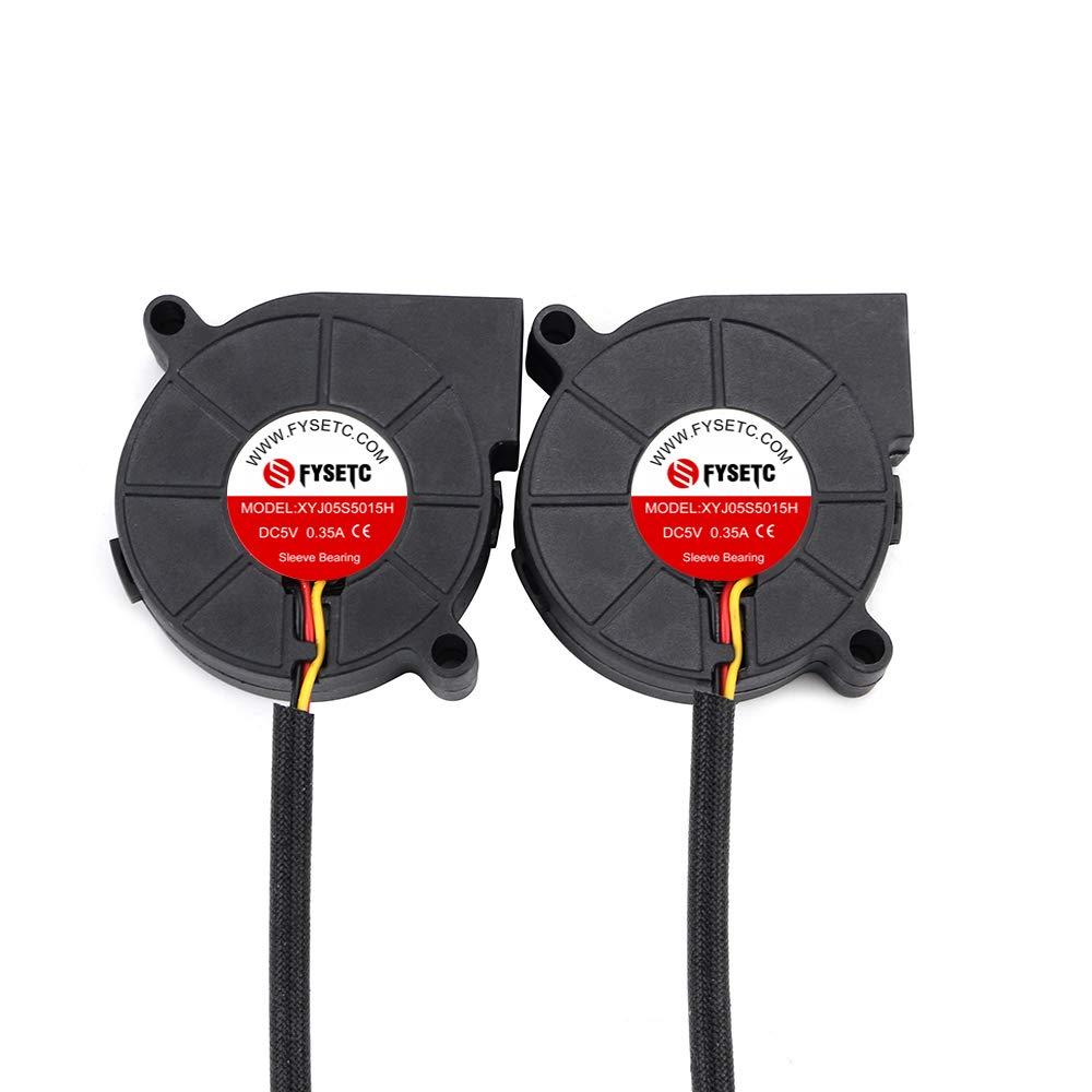 FYSETC Prusai3 MK3 MK3S Cooling Fan 5015 50x50x15mm 5V DC 0.35A otend Cooler Blow Radiator Sleeve Bearing for 3D Printer Parts Accessories, 2Pcs