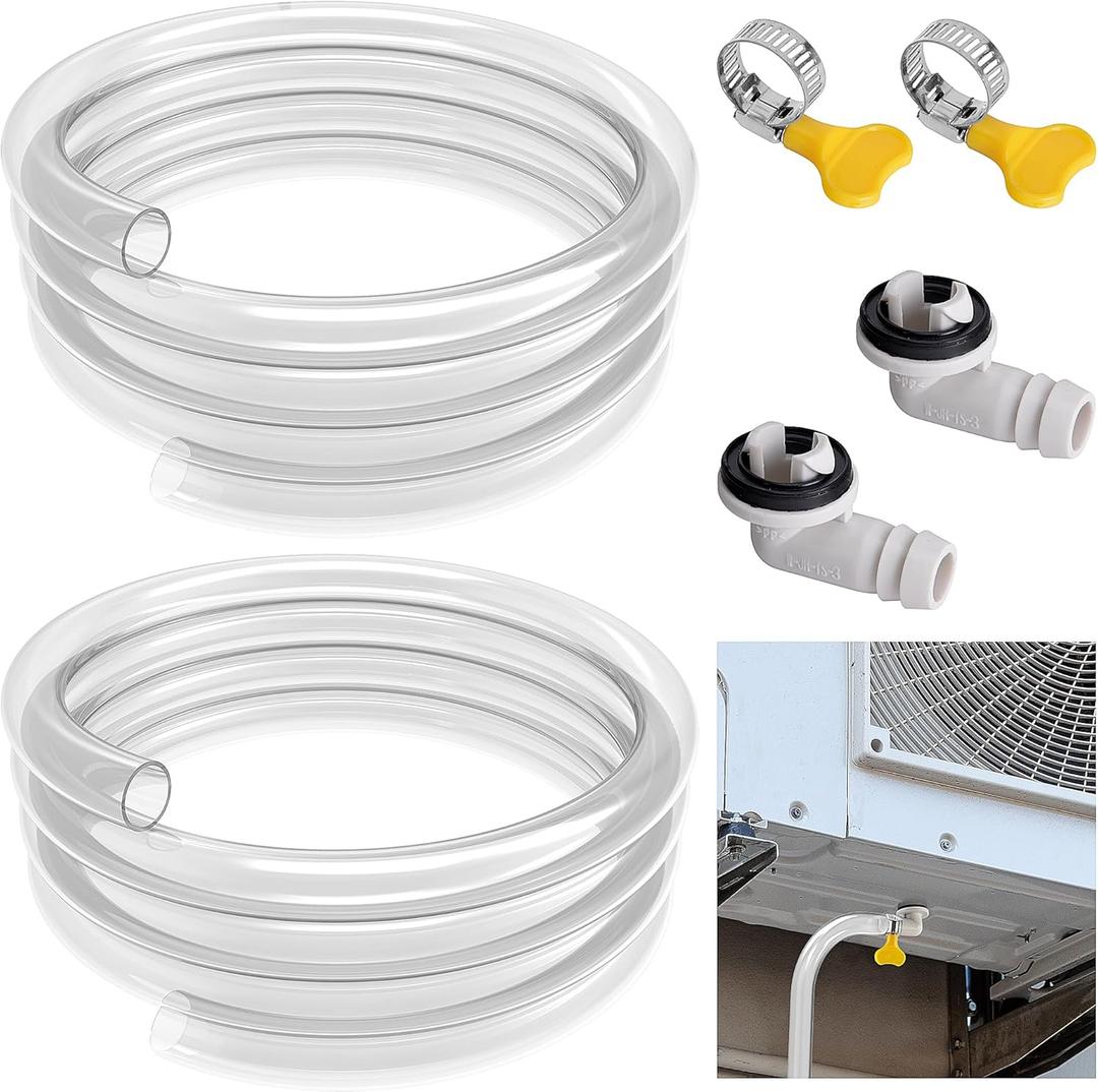 2 Pack Air Conditioner Drain Hose- 6 Ft Portable Leakproof AC Drain Hose Kit- Universal AC Drain Pipe Replacement with 3/5 Inch Hose Connector and Clamp for Window AC Mini Split Unit Parts (Clear)