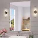 Frameless Bathroom Mirror for Wall, 24"x36" Beveled Bathroom Vanity Mirror, Modern Rectangle Bathroom Mirrors for Bedroom, Entryway, Living Room, Hangs Horizontally or Vertically