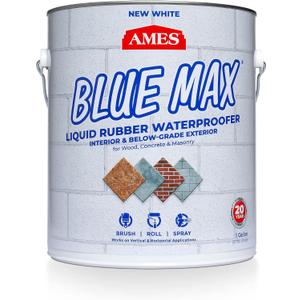 AMES BMX1WRG 1 Gallon Blue Max, White Liquid Rubber Waterproofer,Regular Grade 1 Gallon - for Use in Interior & Below-Grade Exterior - Concrete Sealer, House Paint and More