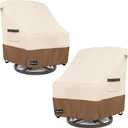 ANartcle Outdoor Swivel Lounge Chair Cover 2 Pack,600D Waterproof Heavy Duty Patio Chair Covers(30 W x 34 D x 38.5 H inches),Patio Swivel Chair Covers for Outdoor Furniture,Beige&Brown.