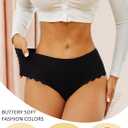 ALL OF SHE Thongs for Womens High Waisted Seamless Underwear for Women 6 Pack Wave Edge No Show Sexy Panties (M)