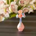 Small Ceramic Cherry Blossom Pink Tall Vase with Four Ceramic Flowers