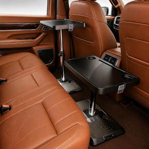 Adjustable Car Seat Tray Table with Orange Desk Mat, Foldable Car Desk