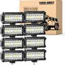 YEEGO DIRECT 7 Inch Led Light Bars, 480W 48000lm Off Road Lights Spot Flood Beam,Waterproof LED Tractor Lights Fog Work Lights for Truck UTV ATV SUV Tractor Boat (8 Pcs)