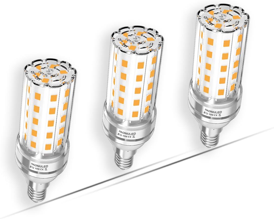 LED Light Bulbs, 10W 1100 Lumen, Warm White 2700K, 100 Watt Equivalent, E12 Base, LED Corn Light Bulb Non-Dimmable 3-Pack