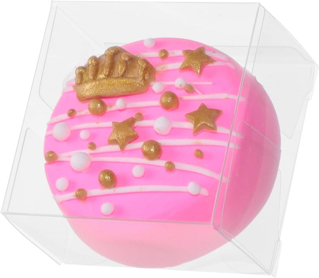 RomanticBaking 50Pack 2 x 2 x1.2 Inches Plastic Clear Single Macaron Box Party Favor Bakery Boxes Chocolate covered Ore Boxes
