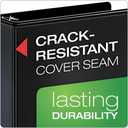 Cardinal 3 Ring Binder, 6 Inch Heavy Duty XtraLife Binder, Locking Slant-D Rings, Crack-Resistant Cover & Spine, ClearVue Covers with Shelf Pull, Holds 1,300 Sheets, Black (26361)