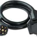 7-Way Trailer Extension Cord Wire 4 Ft - 7 Pin Connector Plug for RV Trailer, Caravan, 5th Wheel to Truck or Van - Heavy Duty & Weatherproof (4-Feet)