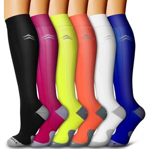 6 Pack Copper Compression Socks for Women and Men Circulation-Best Support for Medical,Running,Nursing,Athletic