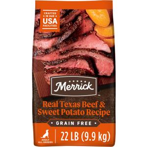 Merrick Premium Grain Free Dry Adult Dog Food, Wholesome And Natural Kibble, Real Texas Beef And Sweet Potato - 22.0 lb. Bag