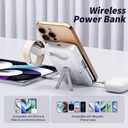 Magnetic Portable Charger Built-in Cables,10000mAh Fast Charging Wireless Charger Station External Battery Pack Slim Pocket Size Power Bank with Stand Compatible with iWatch, iPhone